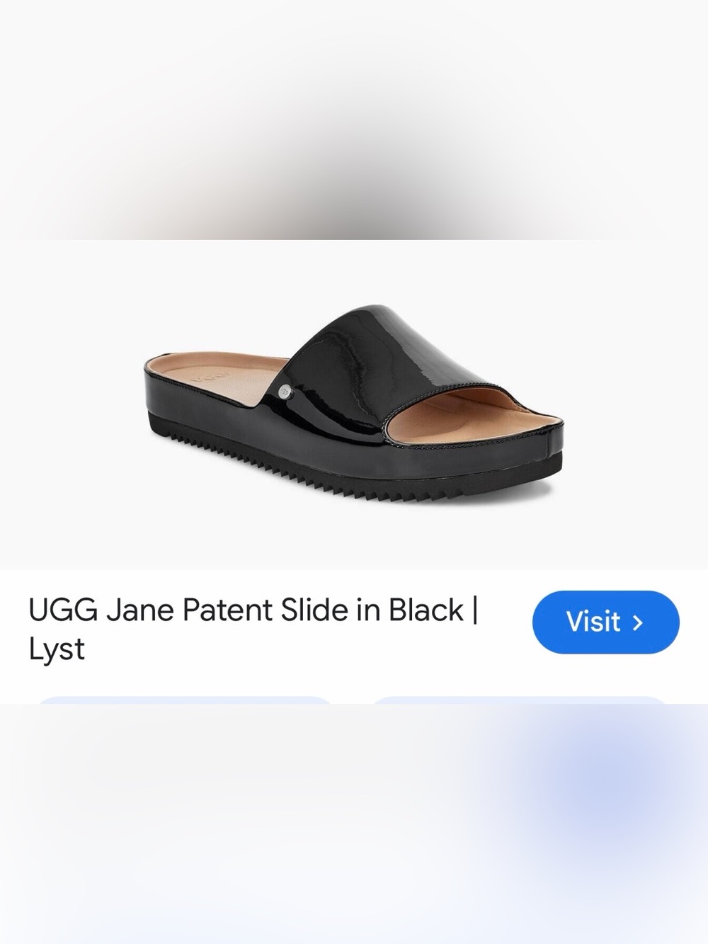 UGG like New Women's Jane Glossy Patent Slide black